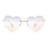 Elegant Womens Rimless Perfect Heart Shape Spring Hinge Sunglasses