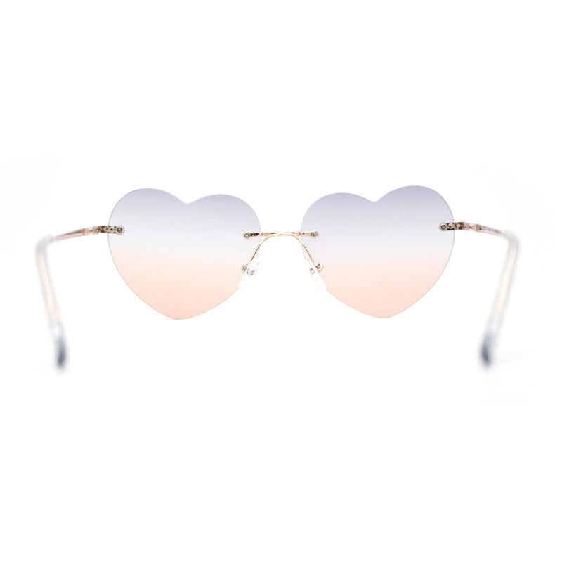 Elegant Womens Rimless Perfect Heart Shape Spring Hinge Sunglasses