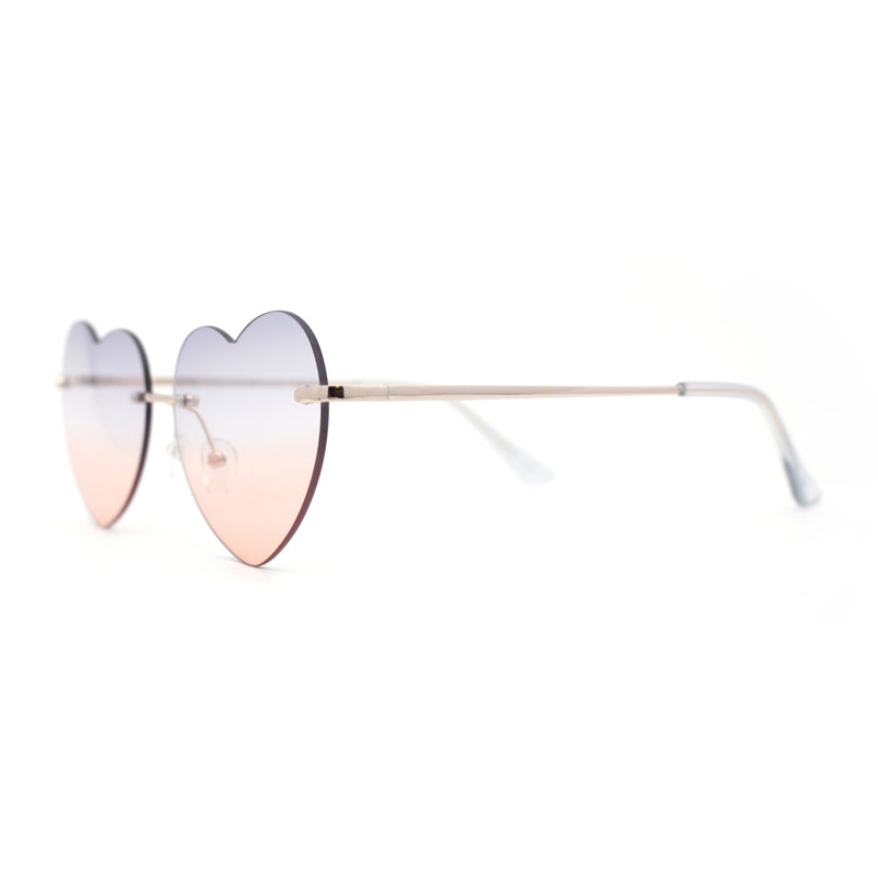 Elegant Womens Rimless Perfect Heart Shape Spring Hinge Sunglasses