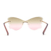 Womens Bubbly Butterfly Beveled Rimless Shield Sunglasses