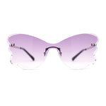 Womens Bubbly Butterfly Beveled Rimless Shield Sunglasses