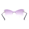 Womens Bubbly Butterfly Beveled Rimless Shield Sunglasses