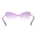 Womens Bubbly Butterfly Beveled Rimless Shield Sunglasses