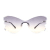 Womens Bubbly Butterfly Beveled Rimless Shield Sunglasses