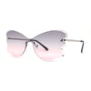 Womens Bubbly Butterfly Beveled Rimless Shield Sunglasses