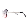 Womens Bubbly Butterfly Beveled Rimless Shield Sunglasses