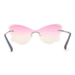 Womens Bubbly Butterfly Beveled Rimless Shield Sunglasses