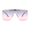 Flat Top Half Metal Rim Oversize Rectangle Shield Mob Sunglasses