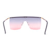 Flat Top Half Metal Rim Oversize Rectangle Shield Mob Sunglasses