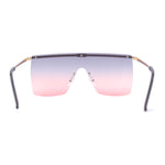 Flat Top Half Metal Rim Oversize Rectangle Shield Mob Sunglasses