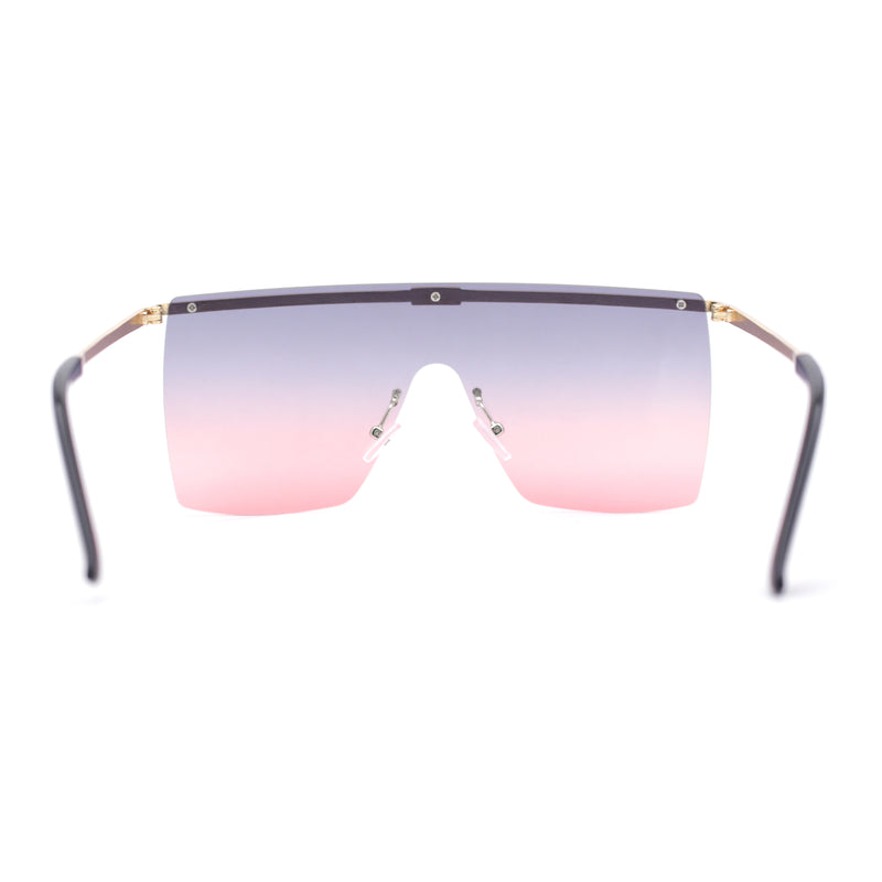 Flat Top Half Metal Rim Oversize Rectangle Shield Mob Sunglasses