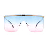 Flat Top Half Metal Rim Oversize Rectangle Shield Mob Sunglasses