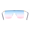 Flat Top Half Metal Rim Oversize Rectangle Shield Mob Sunglasses