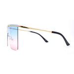 Flat Top Half Metal Rim Oversize Rectangle Shield Mob Sunglasses