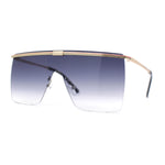 Flat Top Half Metal Rim Oversize Rectangle Shield Mob Sunglasses