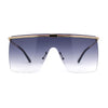 Flat Top Half Metal Rim Oversize Rectangle Shield Mob Sunglasses