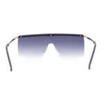Flat Top Half Metal Rim Oversize Rectangle Shield Mob Sunglasses