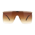 Flat Top Half Metal Rim Oversize Rectangle Shield Mob Sunglasses