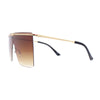Flat Top Half Metal Rim Oversize Rectangle Shield Mob Sunglasses