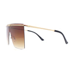 Flat Top Half Metal Rim Oversize Rectangle Shield Mob Sunglasses