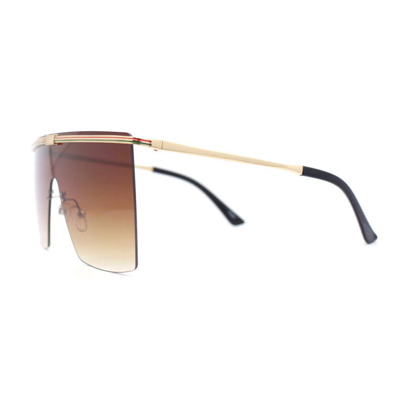 Flat Top Half Metal Rim Oversize Rectangle Shield Mob Sunglasses