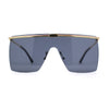 Flat Top Half Metal Rim Oversize Rectangle Shield Mob Sunglasses