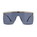 Flat Top Half Metal Rim Oversize Rectangle Shield Mob Sunglasses