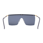 Flat Top Half Metal Rim Oversize Rectangle Shield Mob Sunglasses