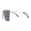Flat Top Half Metal Rim Oversize Rectangle Shield Mob Sunglasses