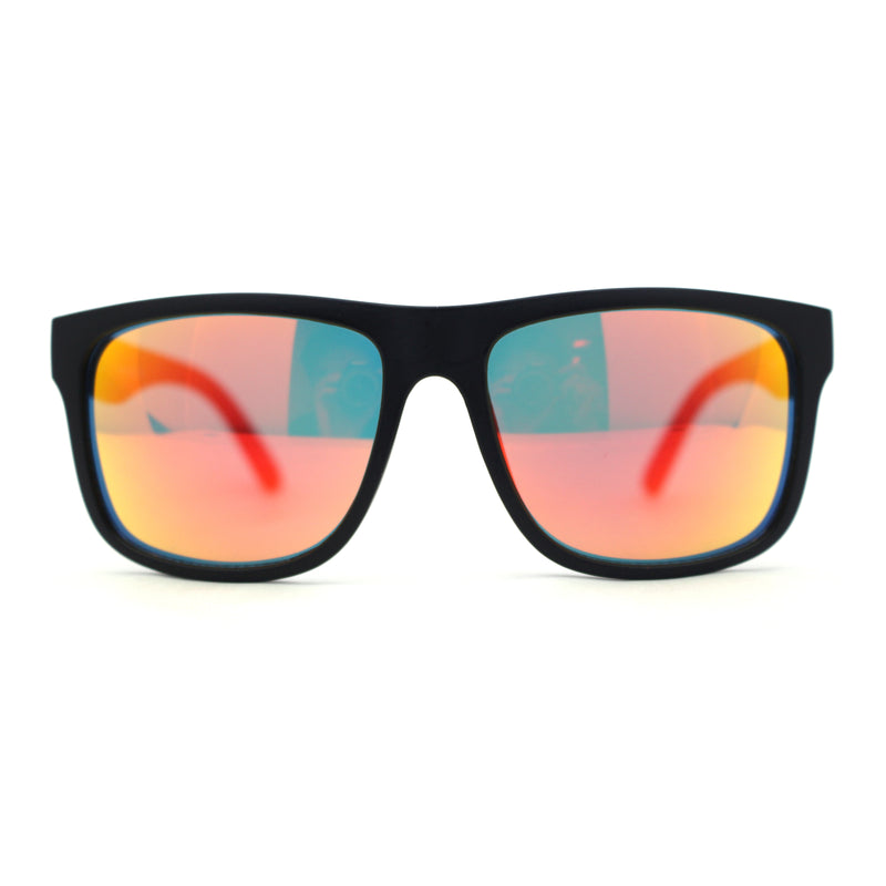Color Mirror Mens Sport Rectangle Horn Rim Plastic Sunglasses
