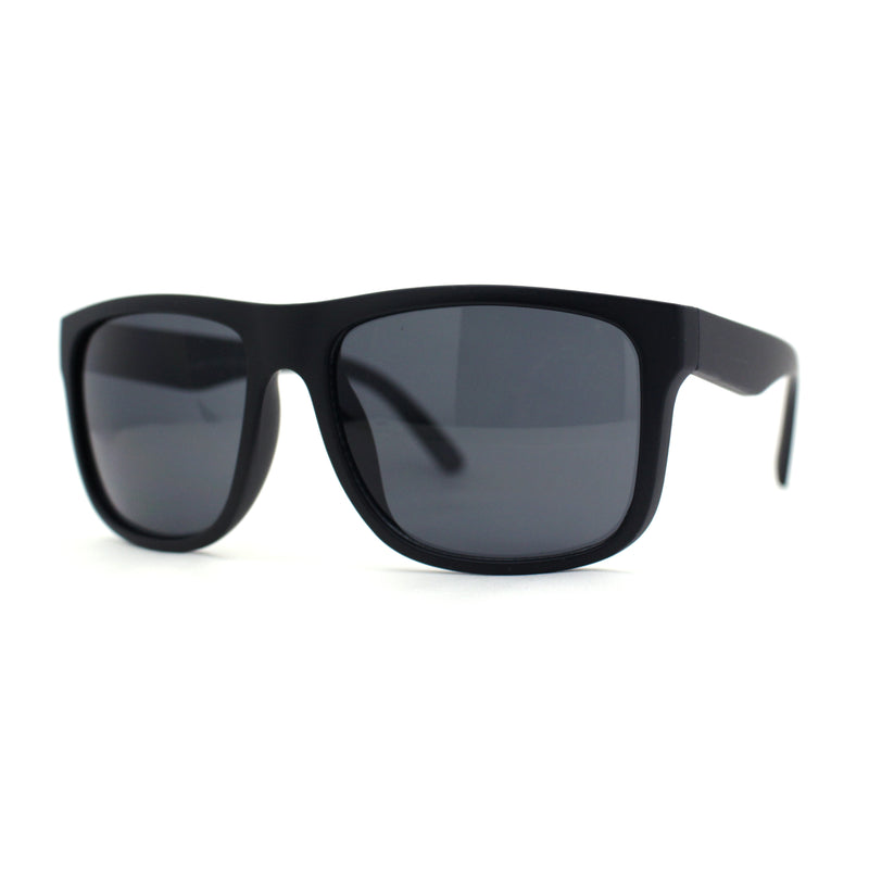 Mens Sport Rectangle Horn Rim Plastic Dark Black Lens Sunglasses