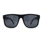 Mens Sport Rectangle Horn Rim Plastic Dark Black Lens Sunglasses