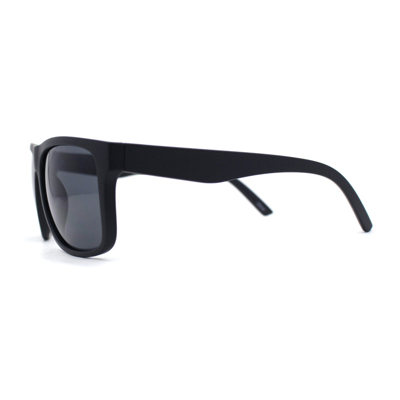 Mens Sport Rectangle Horn Rim Plastic Dark Black Lens Sunglasses