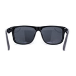 Mens Sport Rectangle Horn Rim Plastic Dark Black Lens Sunglasses