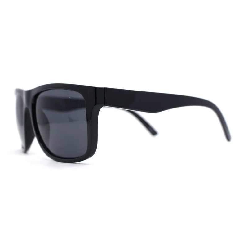 Mens Sport Rectangle Horn Rim Plastic Dark Black Lens Sunglasses