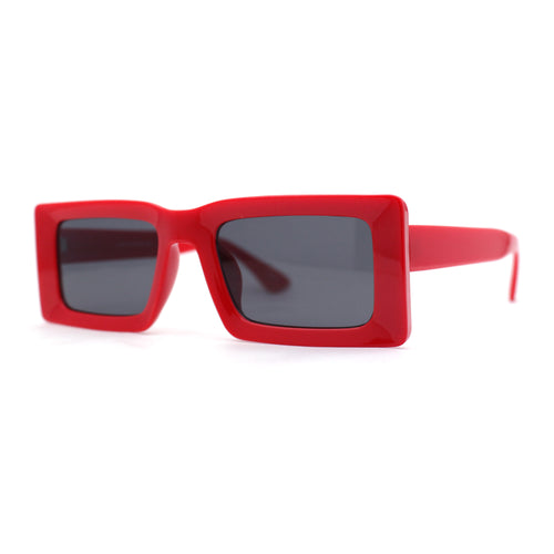 Minimal Squared Rectangle Plastic Mod Plastic Sunglasses