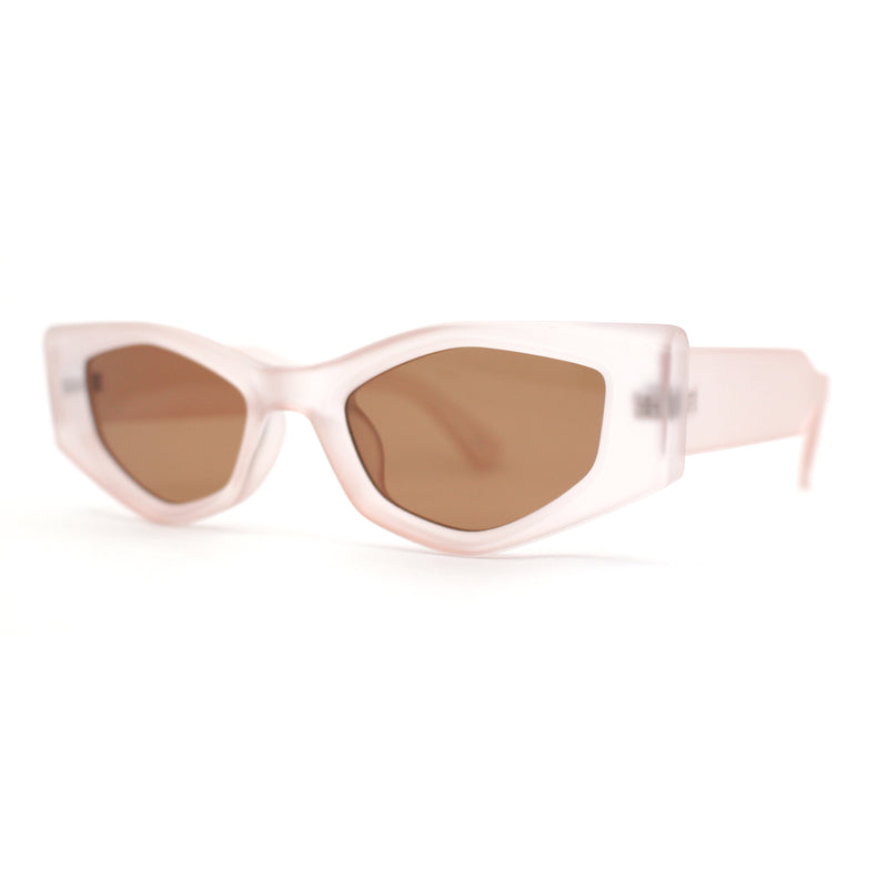 Womens Geometric Angular Mod Thick Bevel Cat Eye Sunglasses