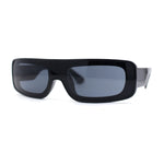 Retro Shield Narrow Rectangle Flat Top Plastic Sunglasses