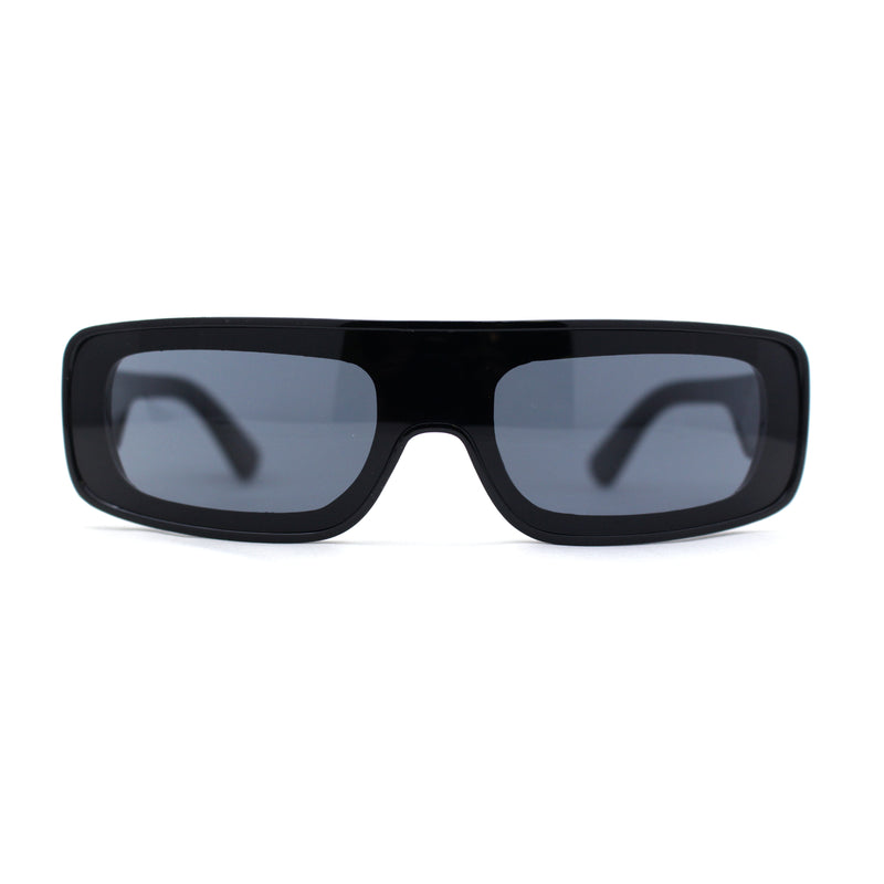 Retro Shield Narrow Rectangle Flat Top Plastic Sunglasses