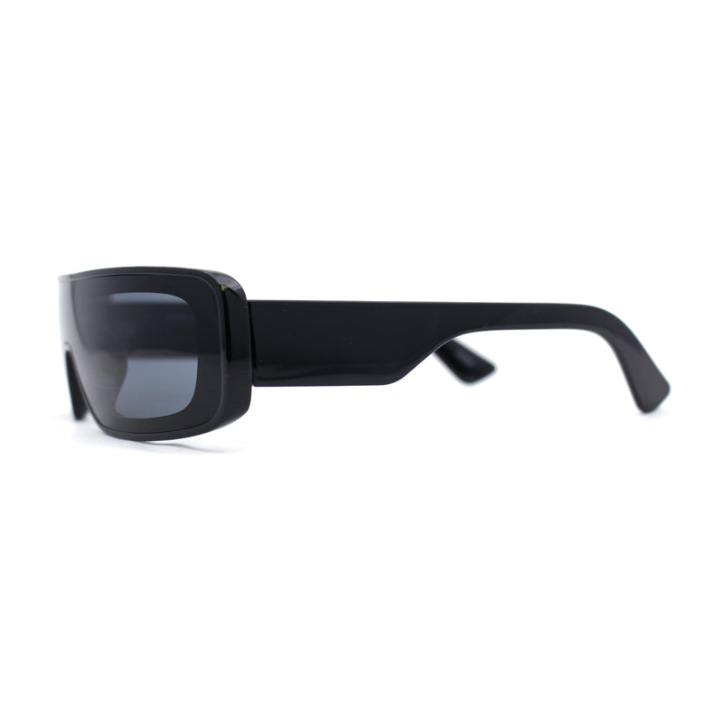 Retro Shield Narrow Rectangle Flat Top Plastic Sunglasses