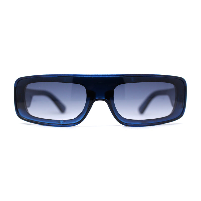 Retro Shield Narrow Rectangle Flat Top Plastic Sunglasses