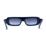 Retro Shield Narrow Rectangle Flat Top Plastic Sunglasses