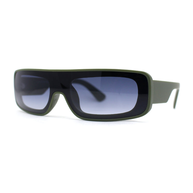 Retro Shield Narrow Rectangle Flat Top Plastic Sunglasses