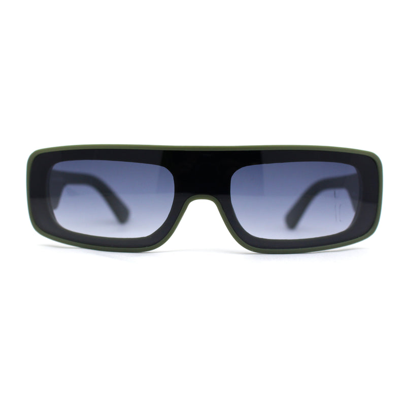 Retro Shield Narrow Rectangle Flat Top Plastic Sunglasses