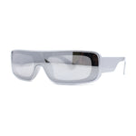 Retro Shield Narrow Rectangle Flat Top Plastic Sunglasses