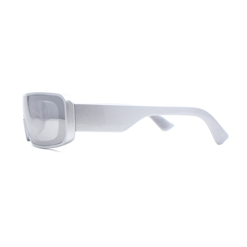 Retro Shield Narrow Rectangle Flat Top Plastic Sunglasses