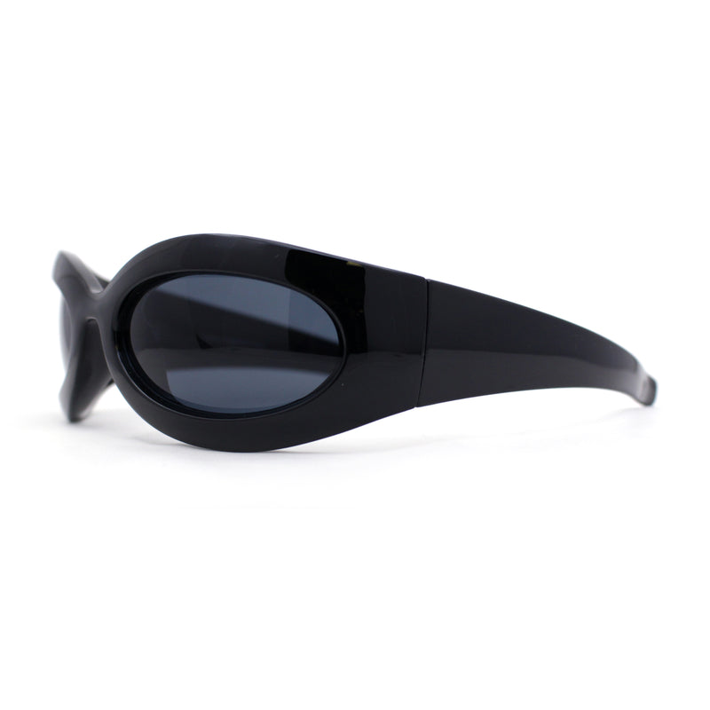 Trendy Thick Plastic Exaggerated Oval 90s Sport Sunglasses