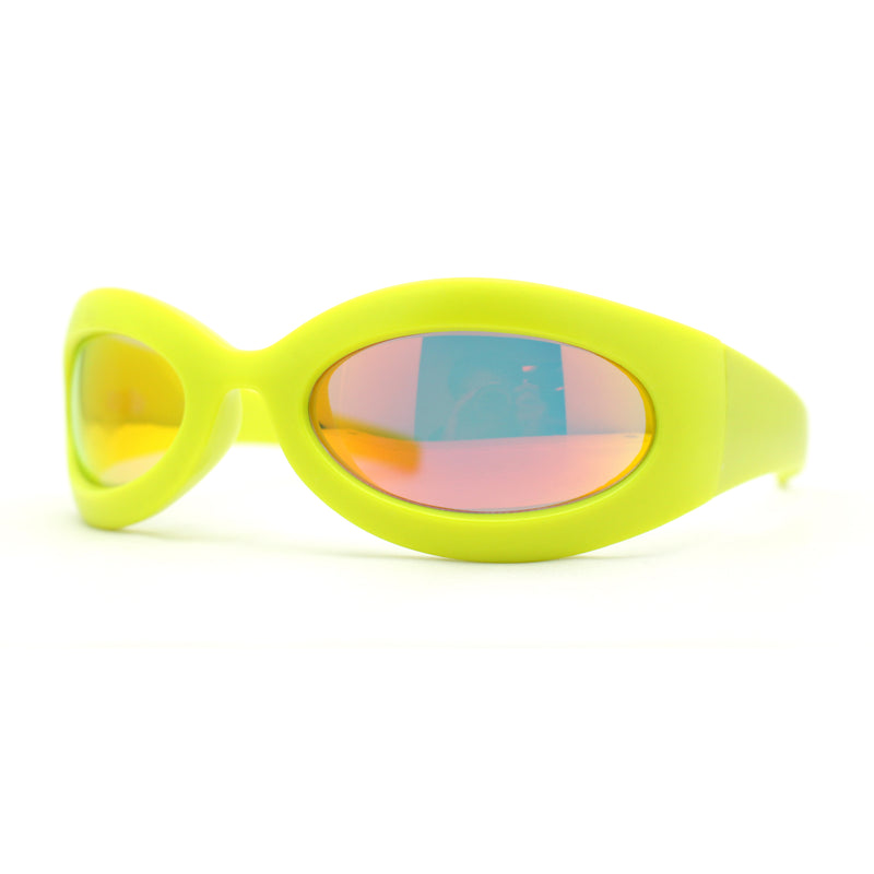 Trendy Thick Plastic Exaggerated Oval 90s Sport Sunglasses