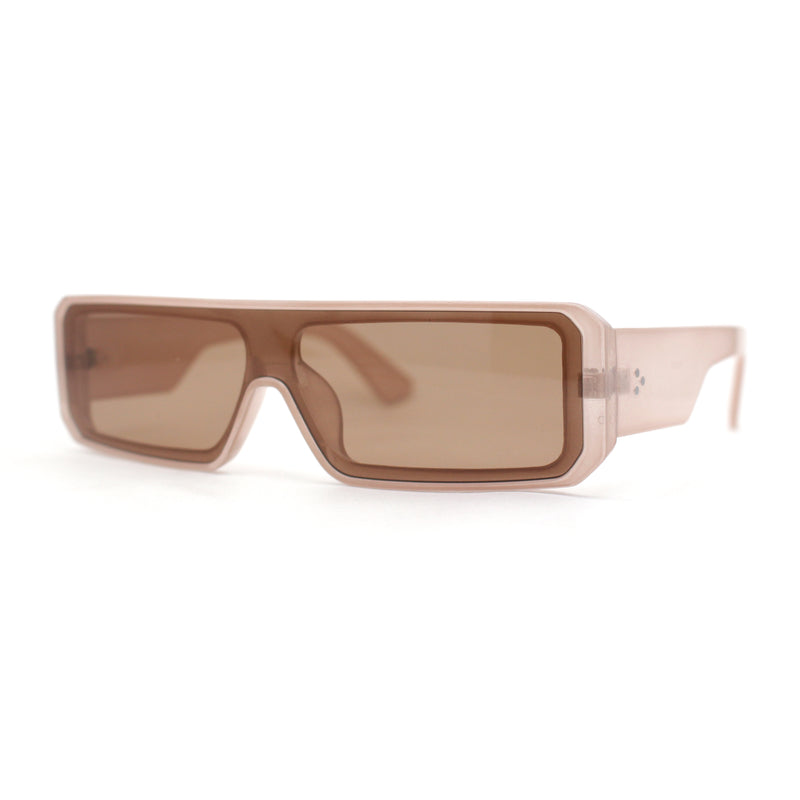 Square Futurist Shield Narrow Rectangle Flat Top Plastic Sunglasses