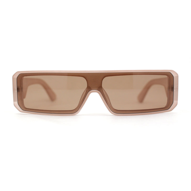 Square Futurist Shield Narrow Rectangle Flat Top Plastic Sunglasses